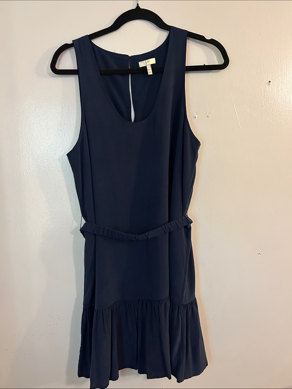 Joie Navy Sleeveless Ruffle-Hem Dress